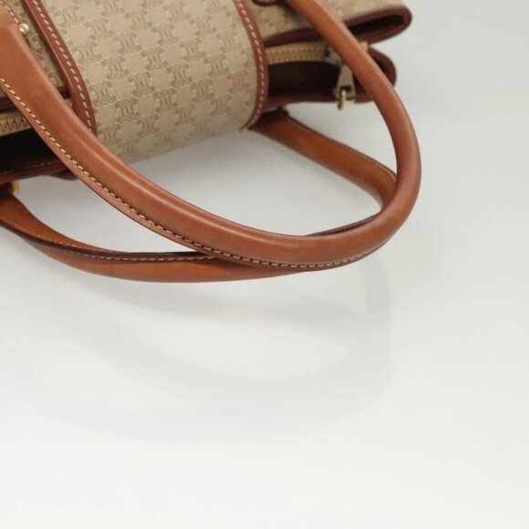 CELINE Macadam Canvas Hand Bag PVC Beige Gold - Picture 7 of 16